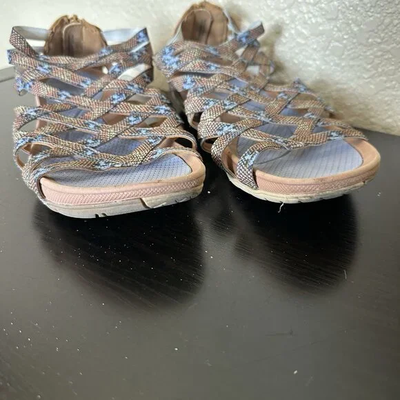 Baretraps Samina Women’s Gladiator Sandals Size 8 Tan And Blue Shoes Strappy Zip - Picture 5 of 8